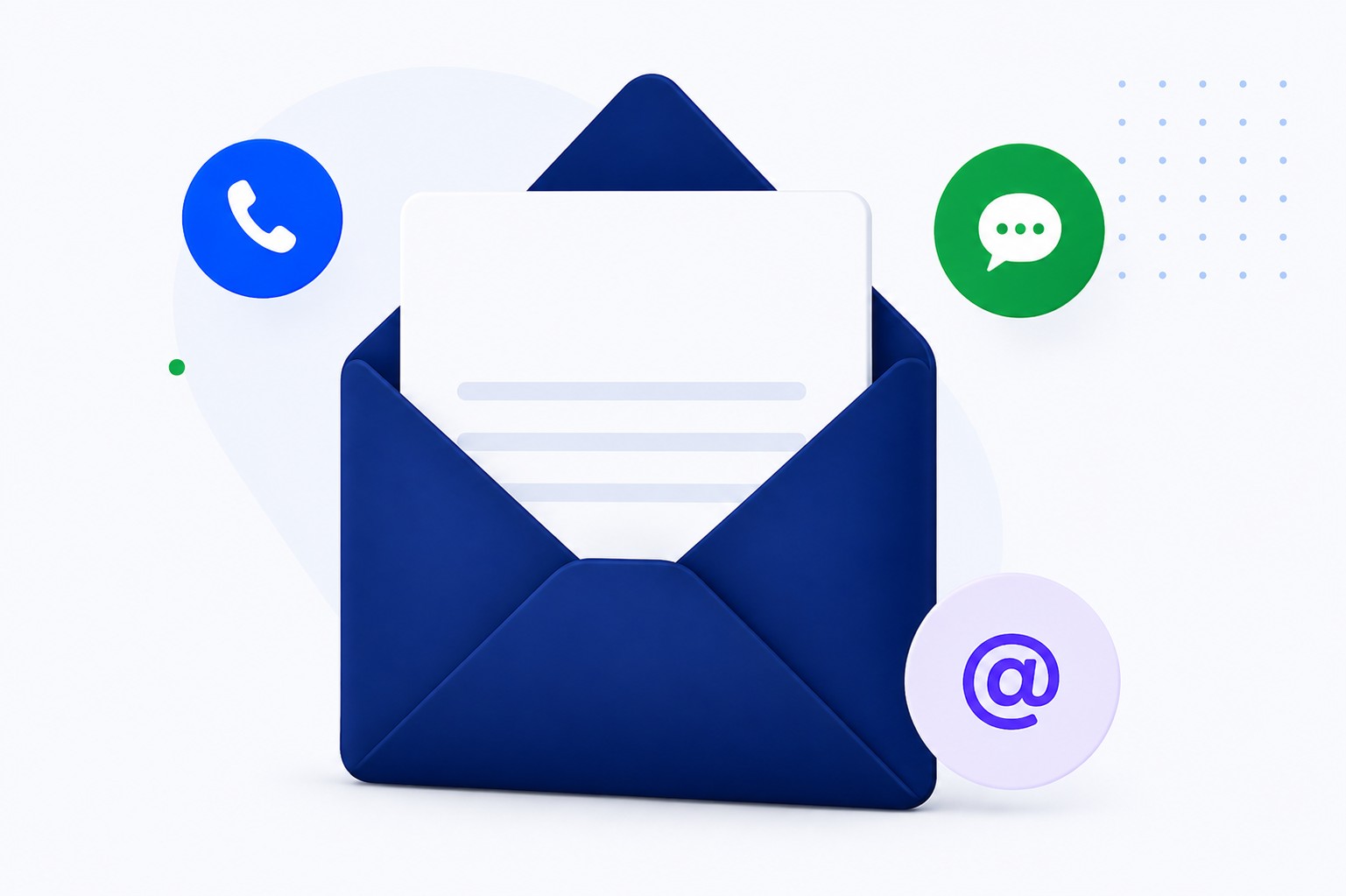 Contact illustration with envelope and communication icons
